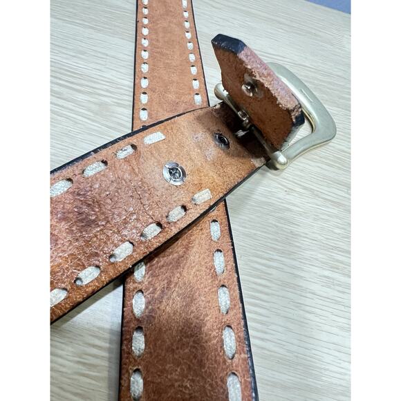 Vintage Western Buckle Horse Stallions Design Leather Belt & Solid Brass Size 40 - Picture 5 of 11